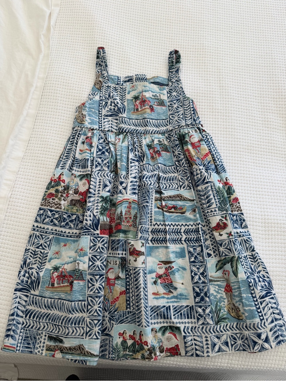 reyn spooner Christmas themed Santa in the tropics girls dress